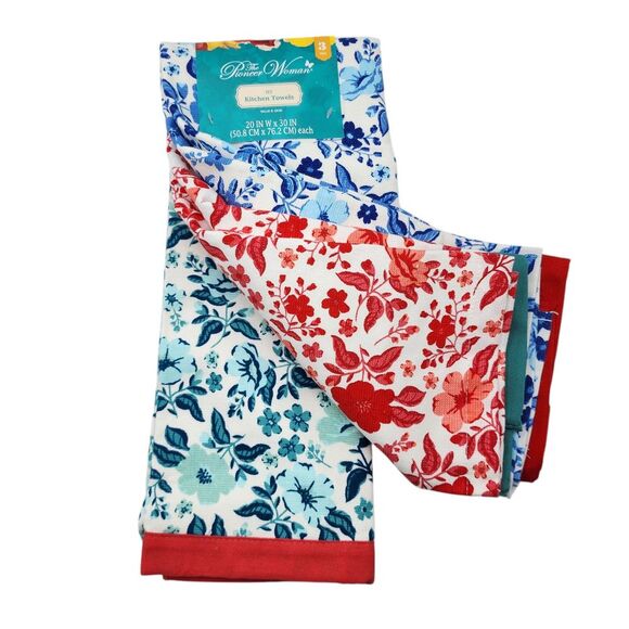 The Pioneer Women Floral Multicolor Cotton Kitchen Towel‎ Set 3pc  20x30in - Picture 6 of 16